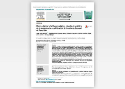 EN- Histerectomía total laparoscópica: Estudio descriptivo de la experiencia en el Hospital Universitario General de Castellón