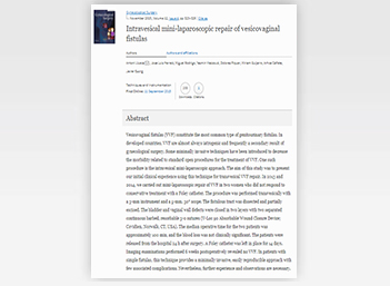 Intravesical mini-laparoscopic repair of vesicovaginal fistulas