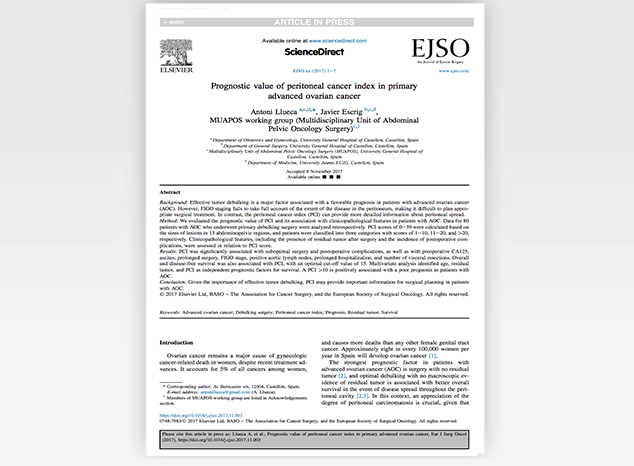 Prognostic value of peritoneal cancer index in primary advanced ovarian cancer