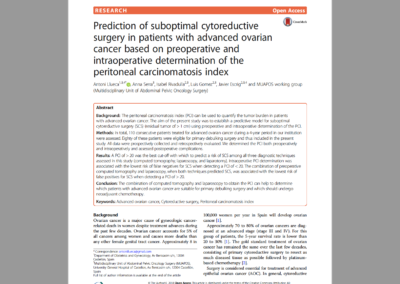 Prediction of suboptimal cytoreductive surgery in patients with advanced ovarian cancer based on preoperative and intraoperative determination of the peritoneal carcinomatosis index