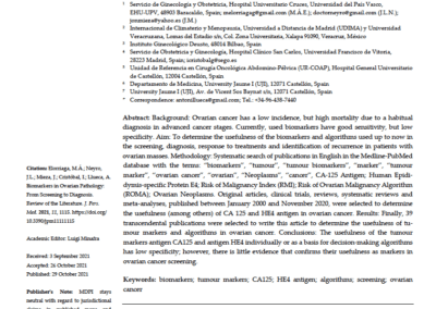 Biomarkers in Ovarian Pathology: From Screening to Diagnosis. Review of the Literature