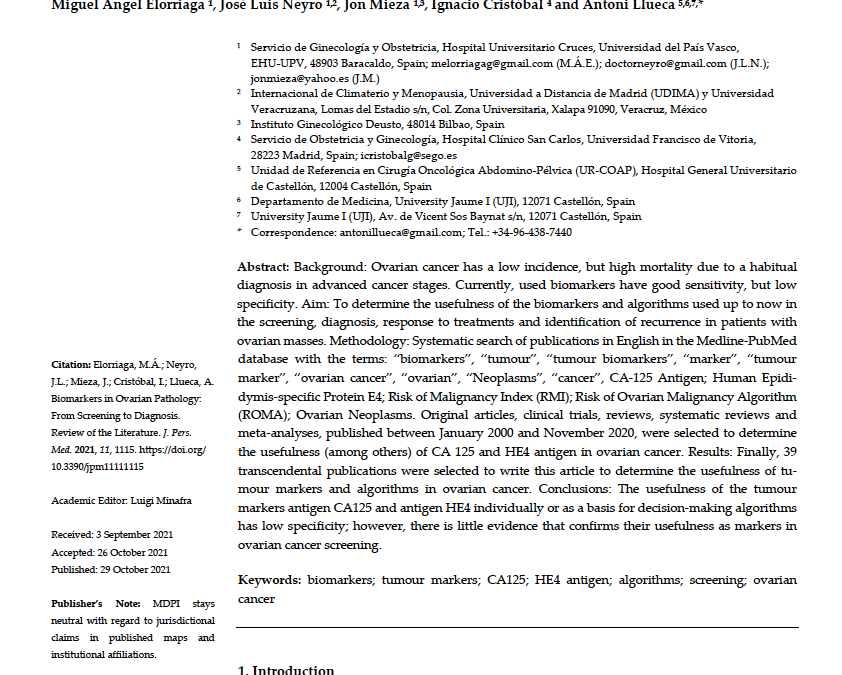 Biomarkers in Ovarian Pathology: From Screening to Diagnosis. Review of the Literature